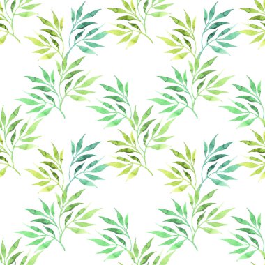 Elle çizilmiş suluboya yaprakları ile bahar dikişsiz desen. 