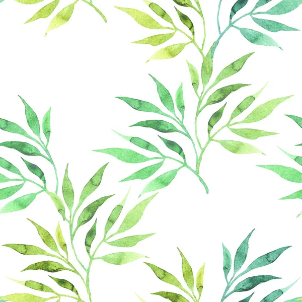 Wiosna bezszwowe wzór z ręcznie rysowane akwarela liści. — Zdjęcie stockowe