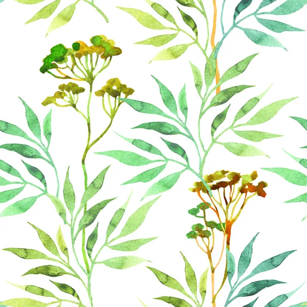 Sammer bezszwowy wzór z ręcznie rysowane akwarela liści. — Zdjęcie stockowe