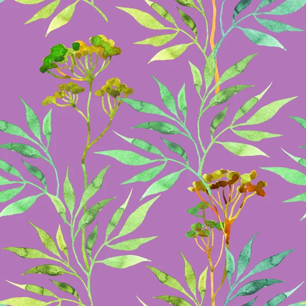 Summer seamless pattern with hand drawn watercolor leaves. — Stock Photo, Image