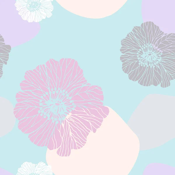 Abstracte Vector Achtergrond Met Zoete Pastel Blobs Zwarte Grijze Bloemen — Stockvector