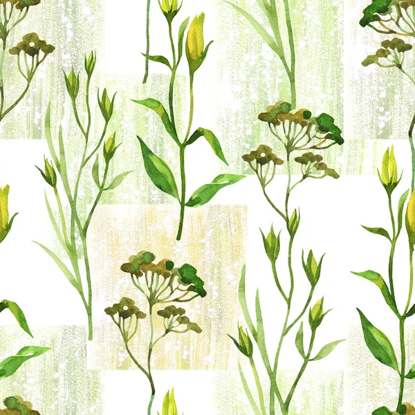 Kwiatowy bez szwu wzór akwarela na tle tekstury — Zdjęcie stockowe