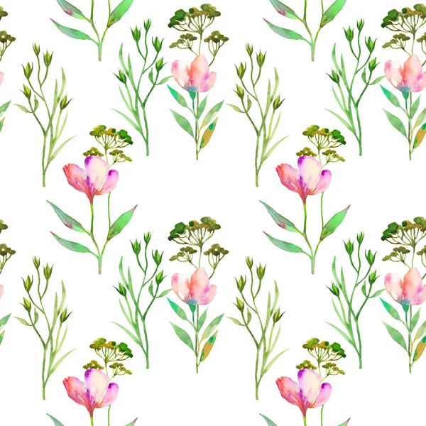 Γλυκό floral μοτίβο χωρίς ραφές με ζιζάνια και αγριολούλουδα. — Φωτογραφία Αρχείου