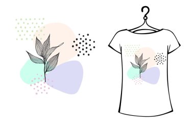 T gömlek şablon el çizilmiş kroki tarzı