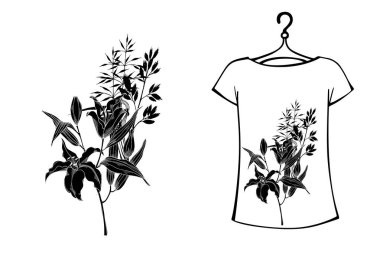 T gömlek şablon el çizilmiş kroki tarzı