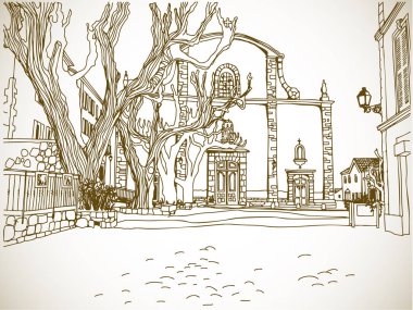 Romantik Provence, France.Sepia güzel bir görünüm.