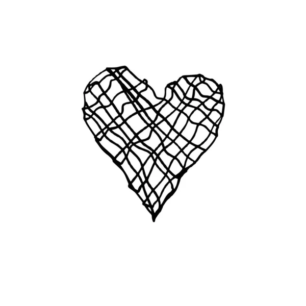 Corazón Dibujado Mano Estilo Grunge Esbozo Arte Blanco Negro Ilustración — Vector de stock