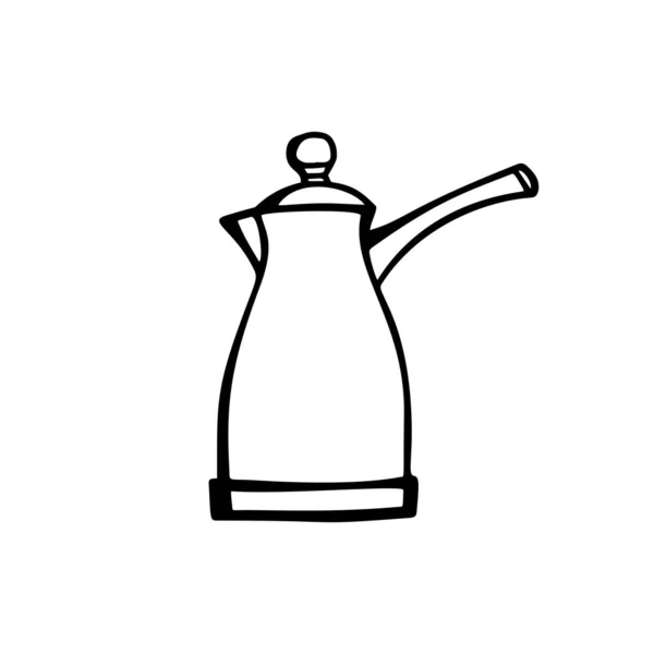 Traditional Coffee Maker Hand Drawn Element Sketch Style Line Art — ストックベクタ