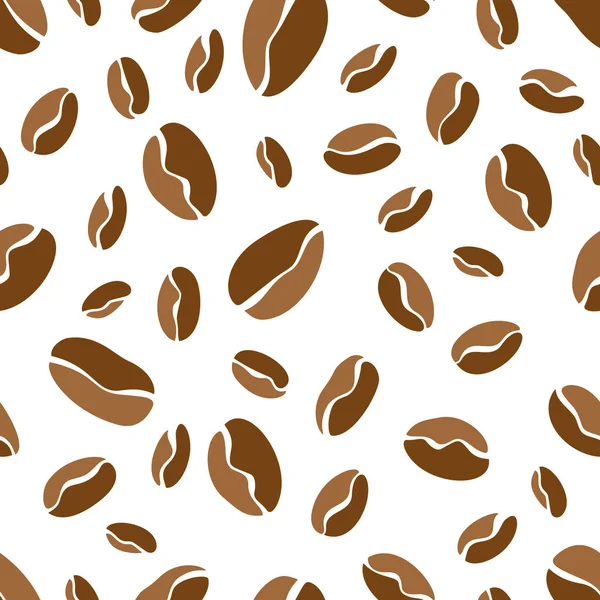 Chicchi Caffè Modello Senza Soluzione Continuità Isolato Bianco Stile Disegnato — Vettoriale Stock