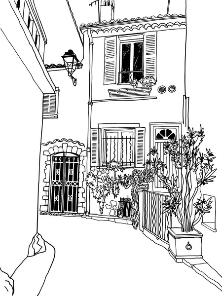 Antigua Calle Antibes Romántico Provenza Francia Bonita Ciudad Europea Paisaje — Vector de stock