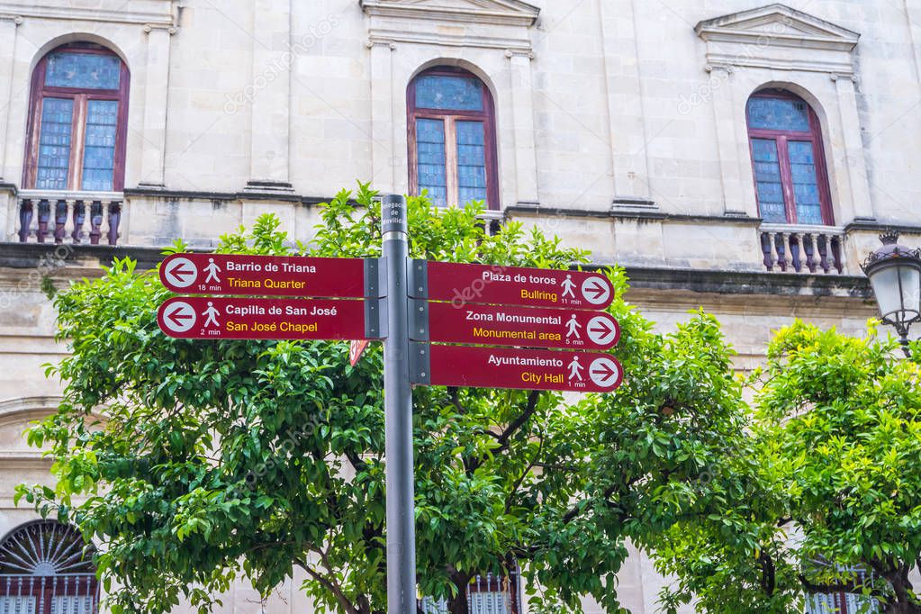 seville fingerpost tourist information sign Andalucia Spain