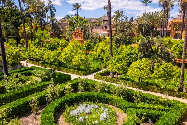 Sevilla Endülüs İspanya'da Gerçek Alcazar Bahçeleri — Stok fotoğraf