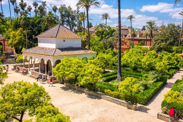 Real Alcazarovské zahrady v Seville Andalucii Španělsko — Stock fotografie