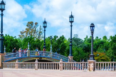 Sevilla İspanya 8 Mayıs 2019 Plaza de Espania, 1928'de Inşa edilen Sevilla'daki Park'ta yer alan bir Meydandır.