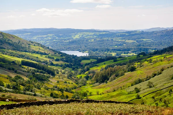 Kirkstone Pass Vista Nuevo Por Valle Hacia Windermere — Foto de Stock