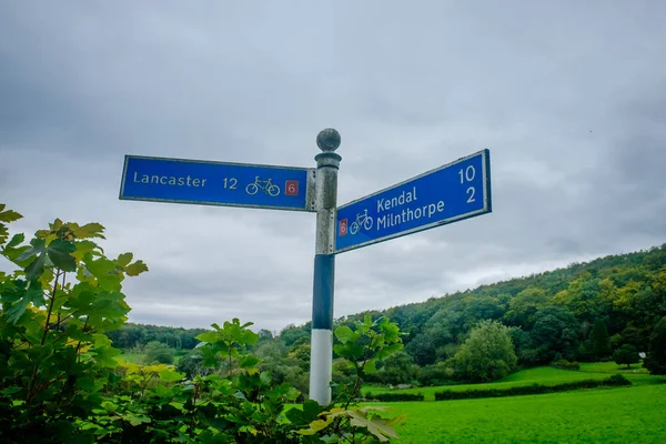 Cycle directional sign at Beetham to Lancaster and Kendal
