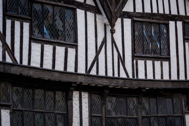 York 'taki antik ahşap çerçeveli bina duvarı