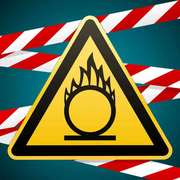 警告氧化剂 安全标志 带黑色图像的黄色三角形保护胶带的背景 行业中的标志和符号 矢量插图 — 图库矢量图片