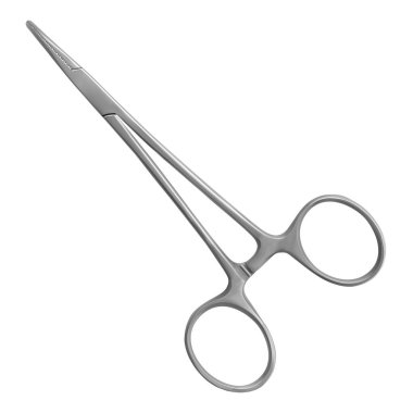 Hemostatic forceps MOSKITO for temporary stop bleeding have a locking lock and working sponge with a small notch and a conical outer surface. Manual surgical instrument. Realistic vector illustration. clipart