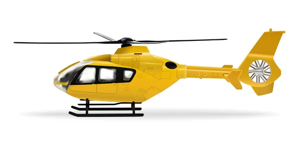 Yellow helicopter. Passenger civilian helicopter. Realistic object on a white background. Vector illustration. — Stok Vektör