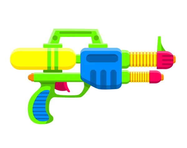 Pistolet à eau. Lumineux jouet multicolore pour enfants. Objet isolé. Illustration vectorielle plate sur fond blanc . — Image vectorielle