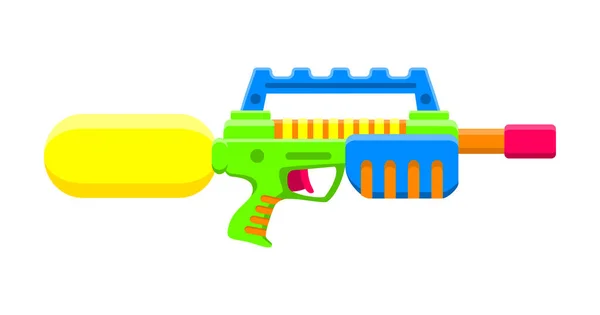Pistola ad acqua. Giocattolo per bambini multicolore lucente. Oggetto isolato. Vettore piatto illustrazione sfondo bianco . — Vettoriale Stock