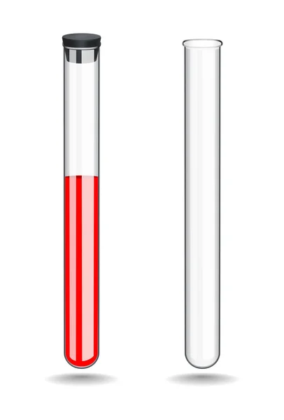 Tubes à essai de laboratoire en verre avec liège et liquides multicolores.  Tubes à essai dans un rack de laboratoire. Plats spéciaux pour la médecine,  la pharmaceptique, la chimie, la biologie, la