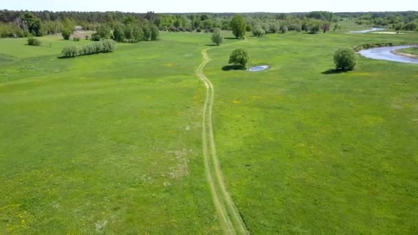 Europees Landelijk Landschap Van Bovenaf Bekeken Luchtfoto Van Natuur Europa — Stockvideo