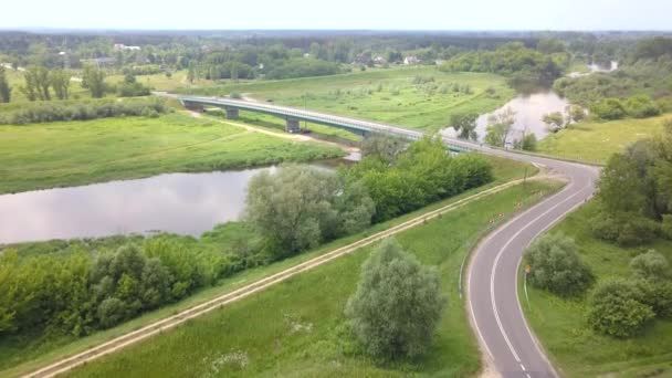 Vue Aérienne Une Petite Rivière Sinueuse Petite Rivière Vue Haut — Video