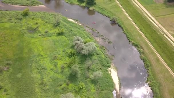 Vue Aérienne Une Petite Rivière Sinueuse Petite Rivière Vue Haut — Video