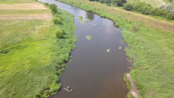 Foto Aérea Pequeño Río Con Curvas Pequeño Río Visto Desde — Vídeos de Stock