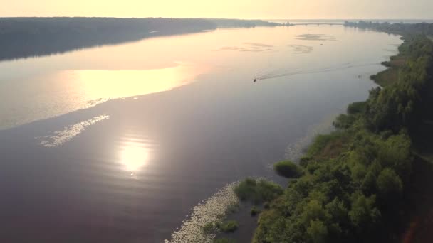Zdjęcia Lotnicze Małych Zakręt Rzeki Małe Rzeki Widać Powyżej Wiosna — Wideo stockowe