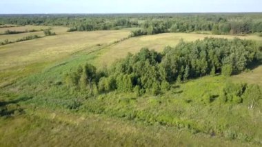 Avrupa kırsal manzarası yukarıdan görünüyor. Avrupa 'da doğanın hava görüntüsü.