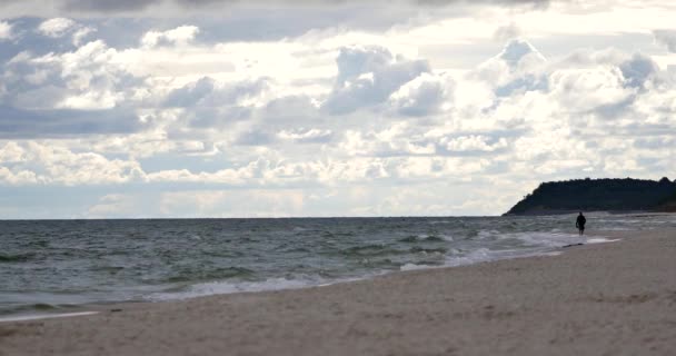 Karwia Polónia Data 06232018 Pessoas Irreconhecíveis Descansando Praia Mar Báltico — Vídeo de Stock