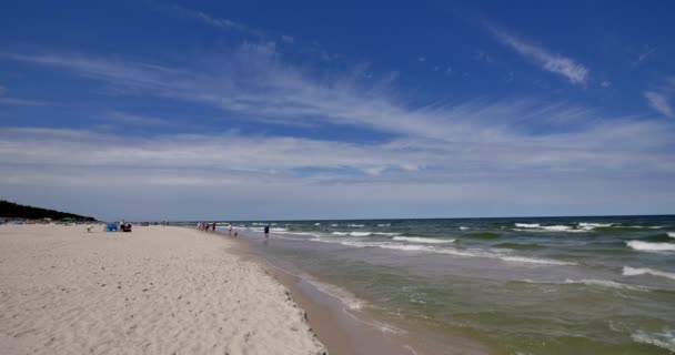Karwia Poland Date 06232018 Unrecognizable People Resting Beach Baltic Sea — Stock Video
