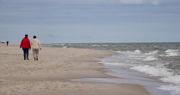 Karwia Polónia Data 06232018 Pessoas Irreconhecíveis Descansando Praia Mar Báltico — Vídeo de Stock