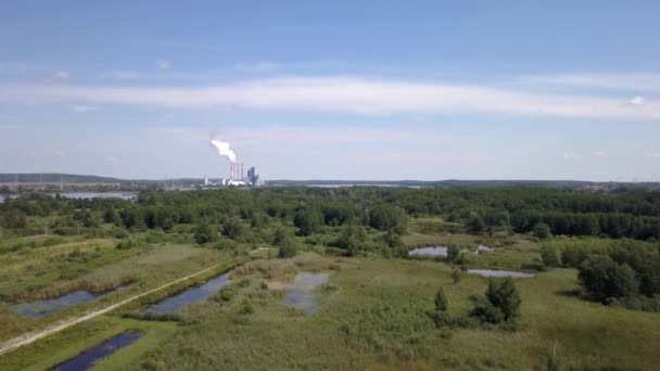 Luchtfoto Van Beautifil Aard Powerplant Aan Horizon — Stockvideo