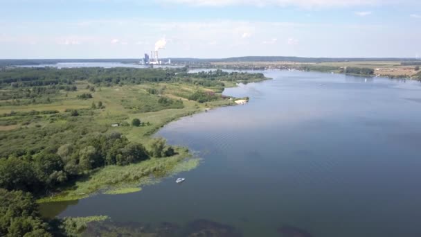 Veduta Aerea Bellezze Naturali Centrali Elettriche All Orizzonte — Video Stock