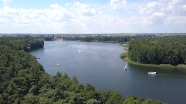 Images Aériennes Lac Été Les Gens Naviguant Reposant Dans Eau — Video