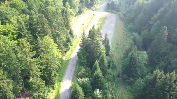 Hermosa Toma Aérea Verdes Colinas Valles Naturaleza Las Montañas Bieszczady — Vídeos de Stock