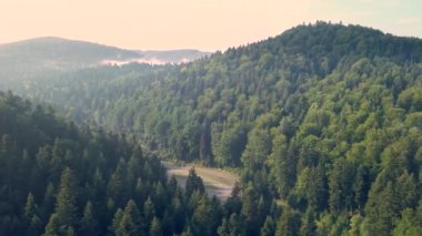 Yeşil tepeler ve vadiler güzel hava atış. Bieszczady Dağlar yukarıda da görüleceği doğası.