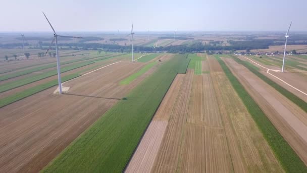 Molinos Viento Vistos Desde Arriba Imágenes Aéreas Molinos Viento Europa — Vídeos de Stock