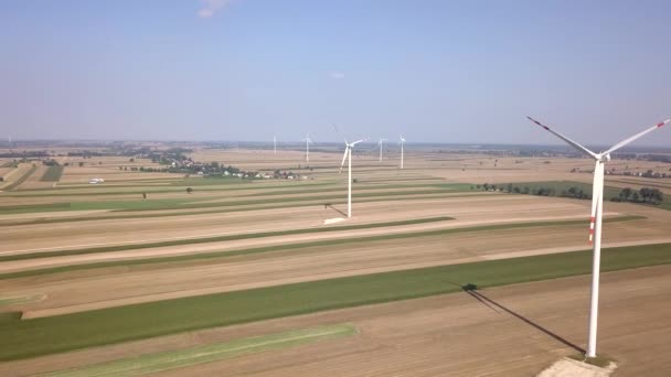 Molinos Viento Vistos Desde Arriba Imágenes Aéreas Molinos Viento Europa — Vídeos de Stock