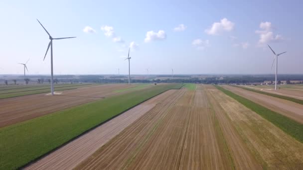 Molinos Viento Vistos Desde Arriba Imágenes Aéreas Molinos Viento Europa — Vídeos de Stock