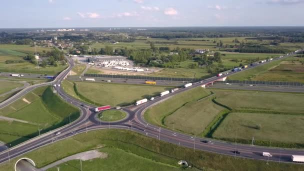 Avrupa Speedway Yukarıdan Görüldü Otobanın Drone Çekimi — Stok video