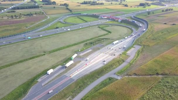 European Speedway Sett Uppifrån Drone Shot Motorväg — Stockvideo