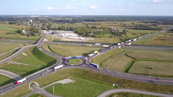Europäische Speedway Von Oben Gesehen Drohnenschuss Von Autobahn — Stockvideo