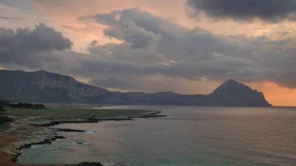 Piękny Zachód Słońca San Vito Capo Sycylia Włochy — Wideo stockowe
