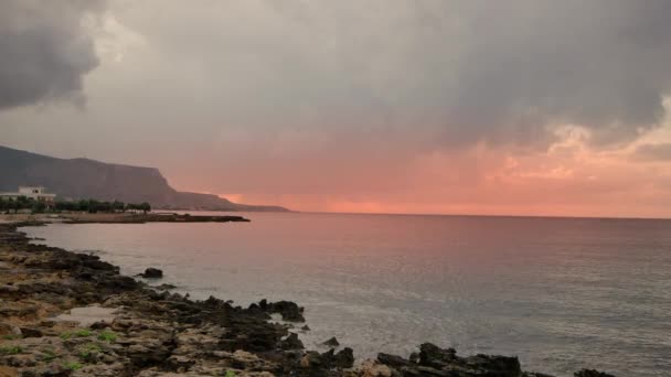 Prachtige Zonsondergang San Vito Capo Sicilië Italië — Stockvideo