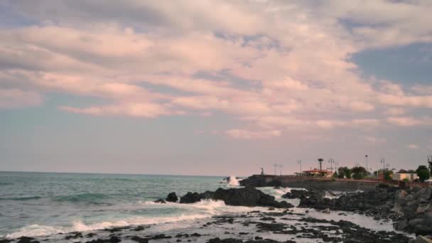 Береговая Линия Близ Таормины Сицилия Вид Джардини Наксос — стоковое видео